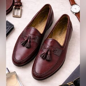 Santoni Italy Men’s Burgundy Leather Tassel Loafers Slip On Dress Shoes 10.5 D